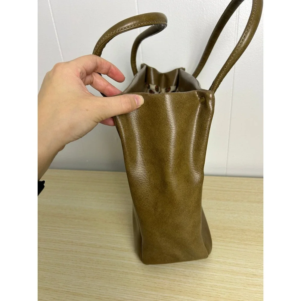 Dover Made in USA Brown Leather Tote Bag Purse mid‎ century modern classic